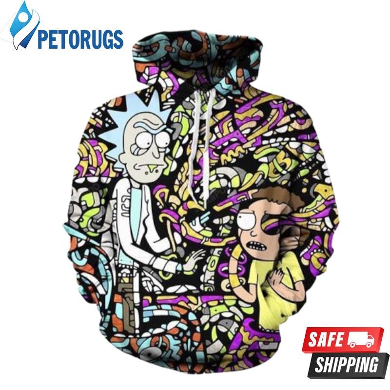 Rick And Morty Trippy And Pered Custom Rick And Morty Trippy Graphic 3D Hoodie