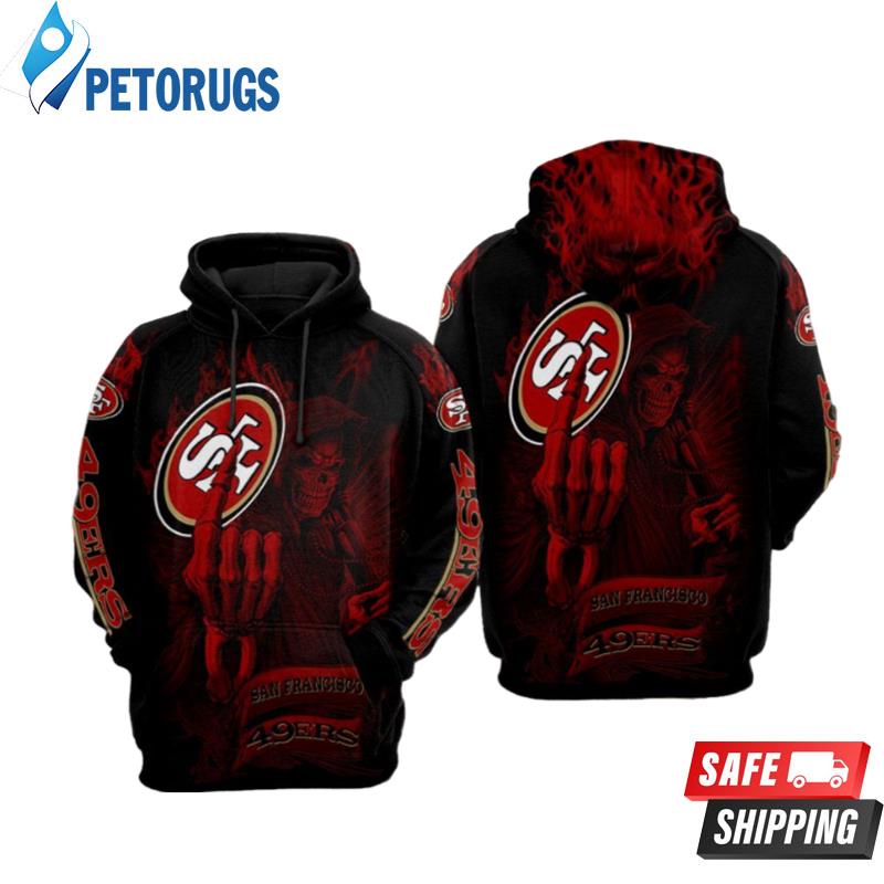 San Francisco 49Ers Nfl Football Skull Smoke Red San Francisco 49Ers 3D  Hoodie