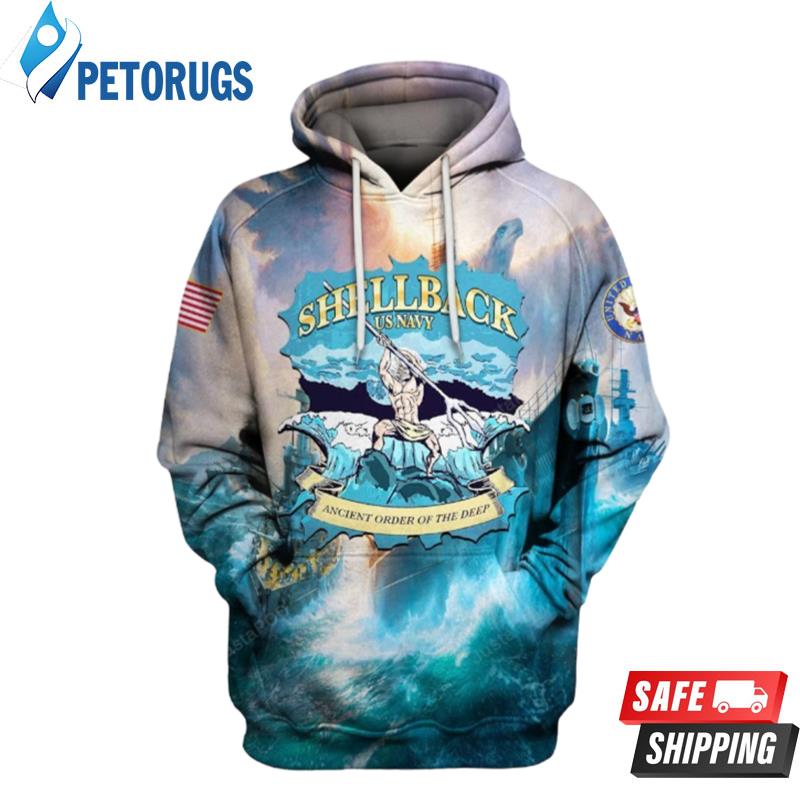 Shellback Us Navy Blue Sea Art Premium 3D Hoodie