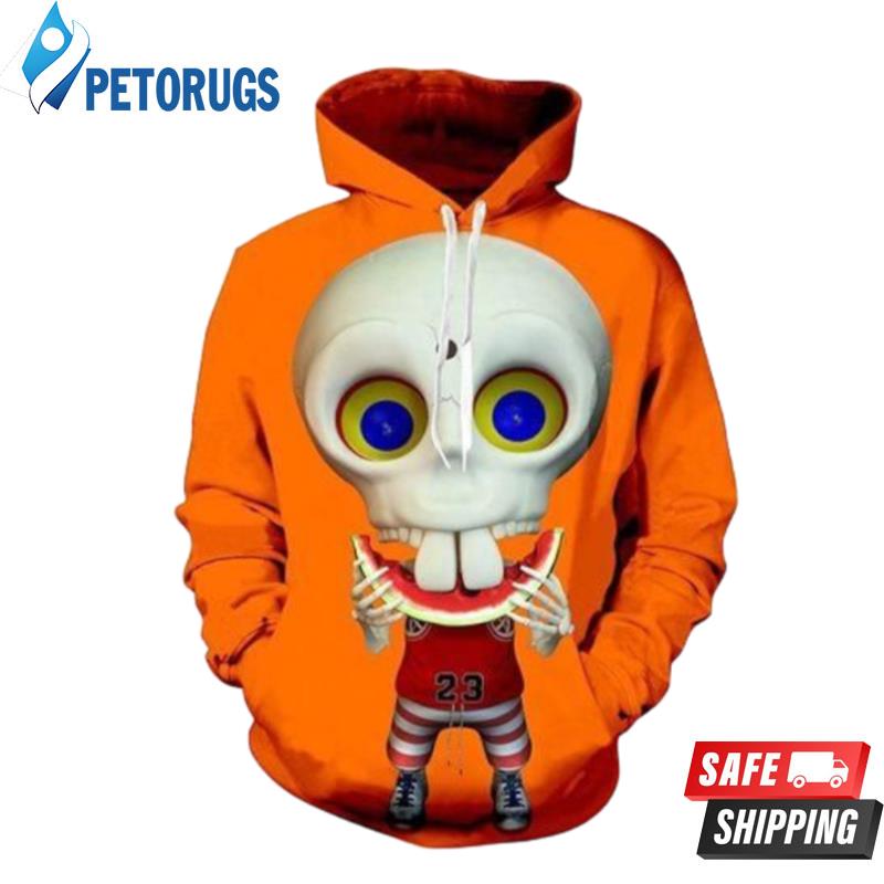 Skeleton Michael Jowordan Orange 3D Hoodie