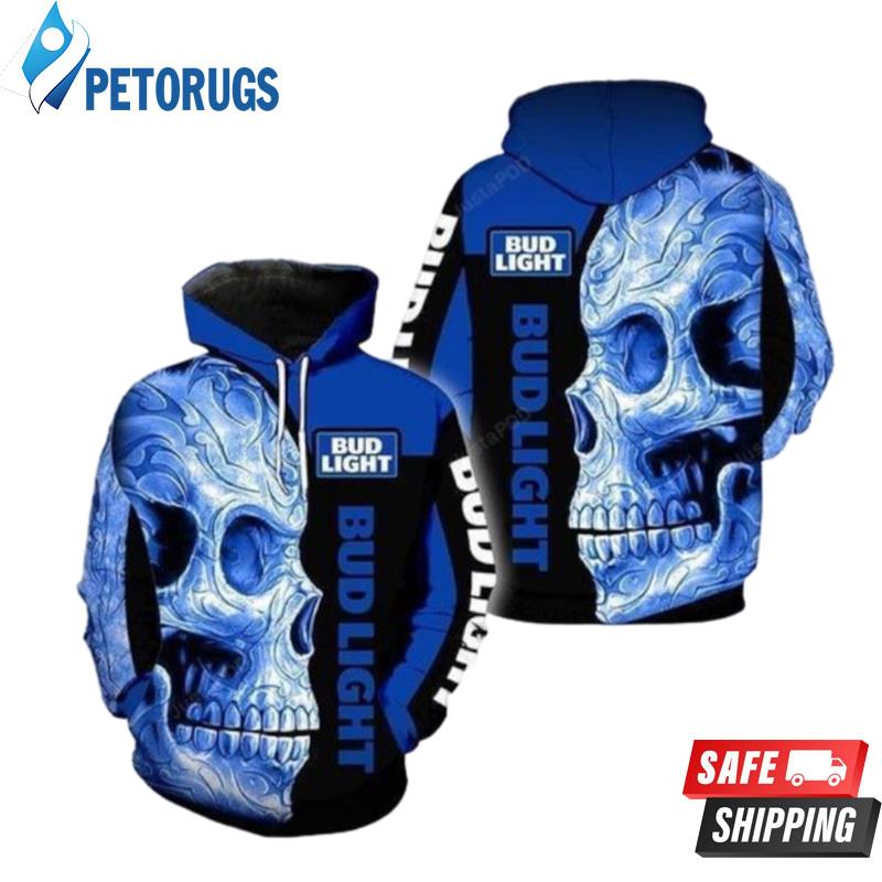 Skull Bud Light And Pered Custom Bud Light Graphic 3D Hoodie - Peto Rugs