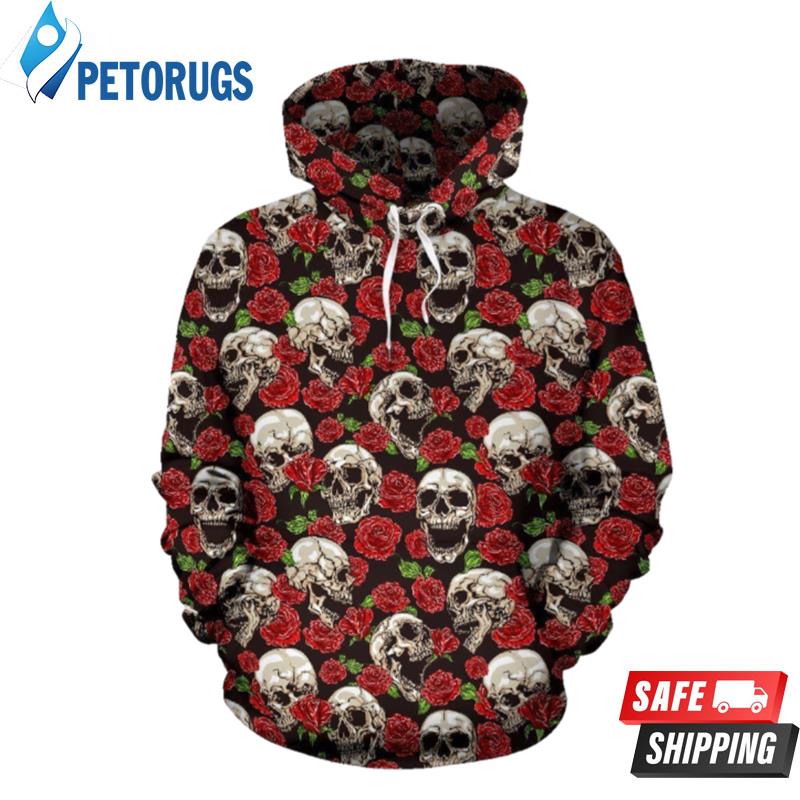 Skull Roses Themed 3D Hoodie