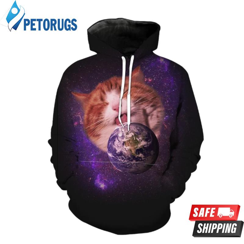 Space Earth Cat Epic Galaxy Cat Clothing 3D Hoodie