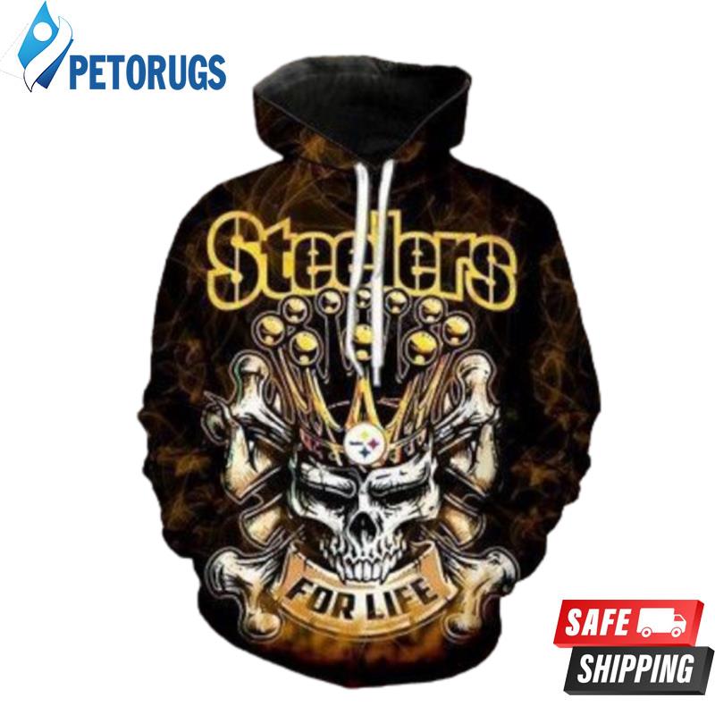 Steelers For Life King Skull Pittsburgh Steelers And Pered Custom Graphic  3D Hoodie - Peto Rugs