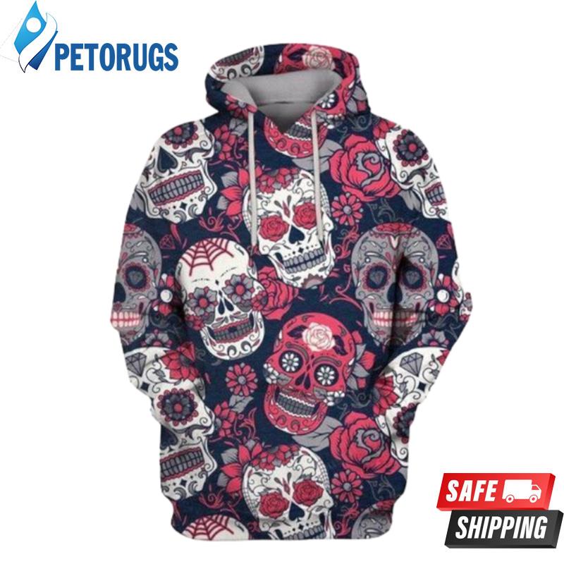 Sugar Skull With Floral Ornament 3D Hoodie