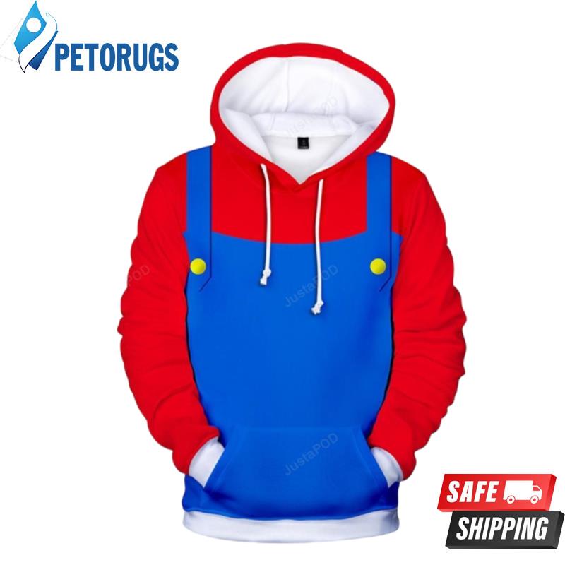 Super Mario Brothers Red Costume 3D Hoodie