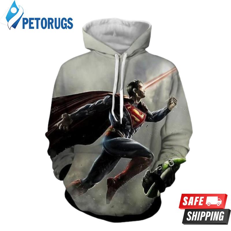 Superman Laser Action And Fighting 3D Hoodie