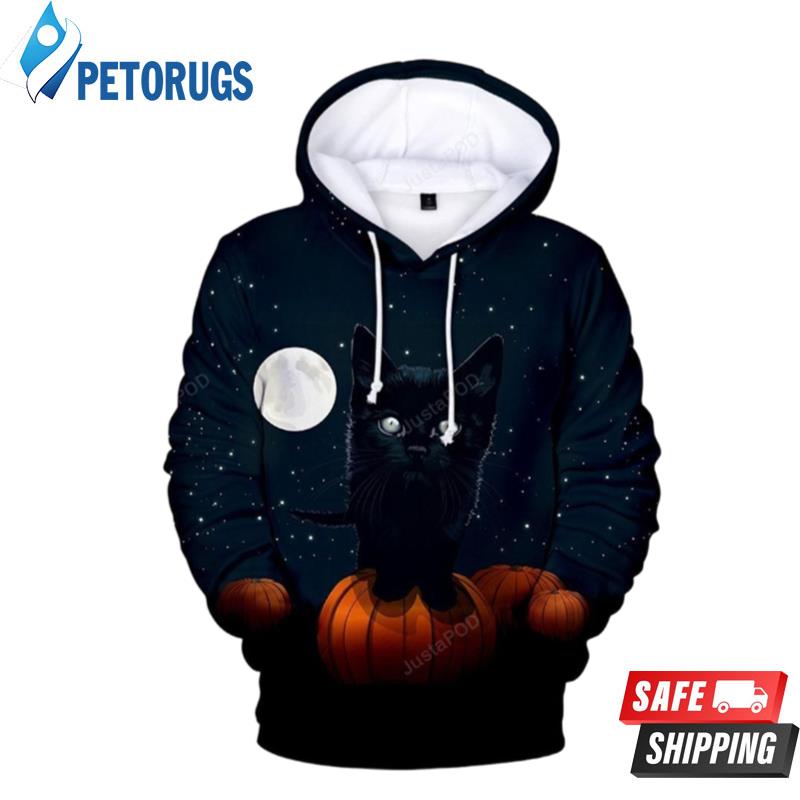Teen Hocus Pocus Black Cat Halloween 3D Hoodie