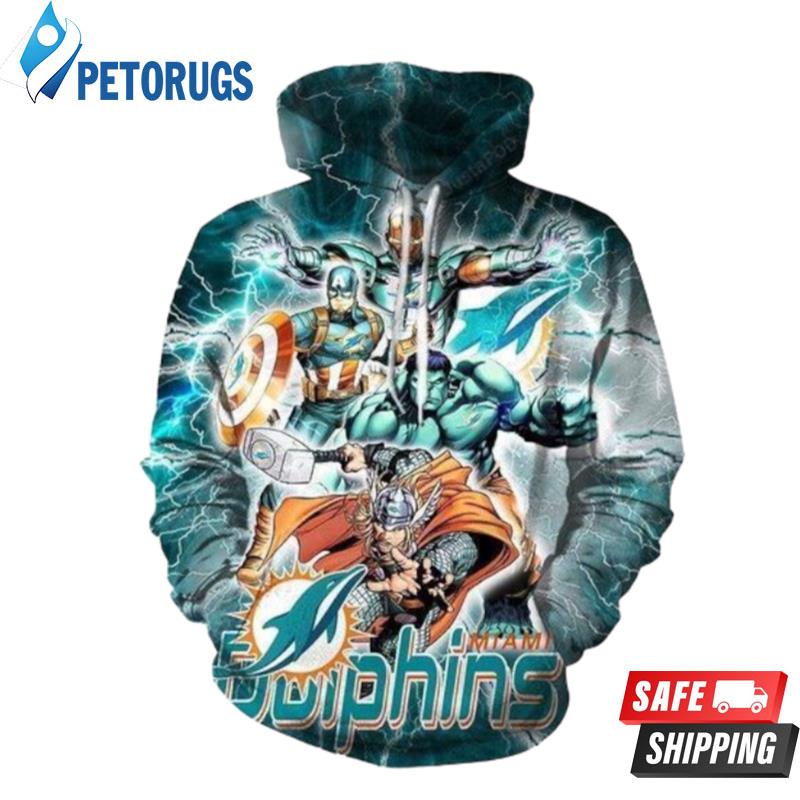 The Avengers Miami Dolphins Blue 3D Hoodie