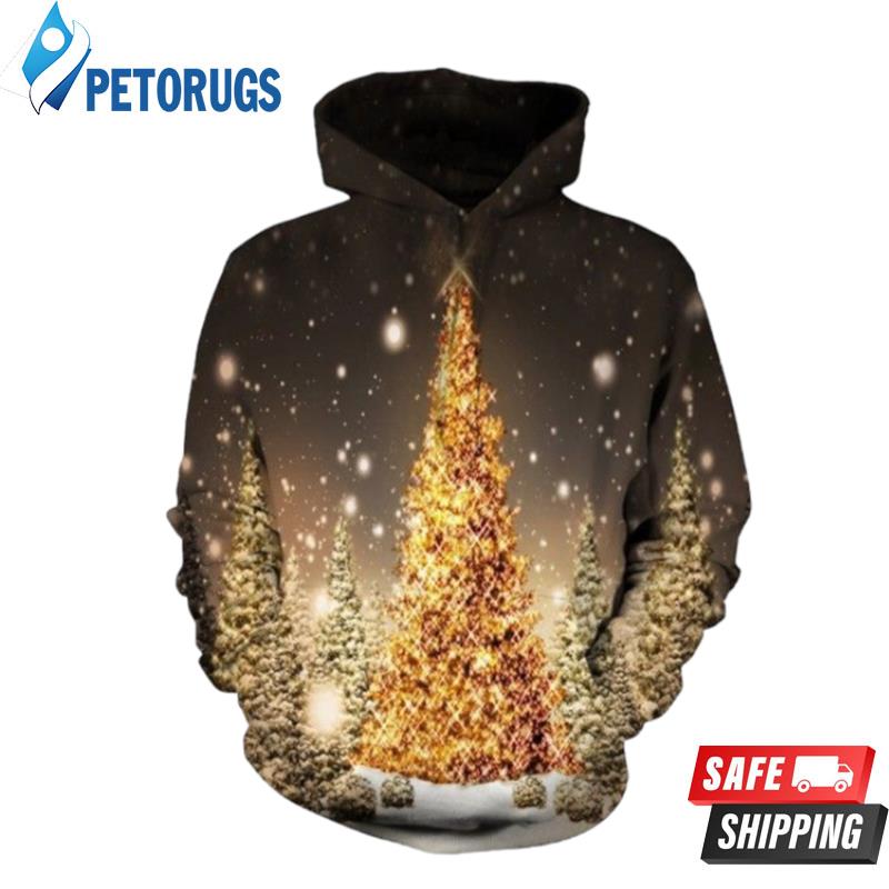 The Pattern Of The Golden Christmas Tree 3D Hoodie