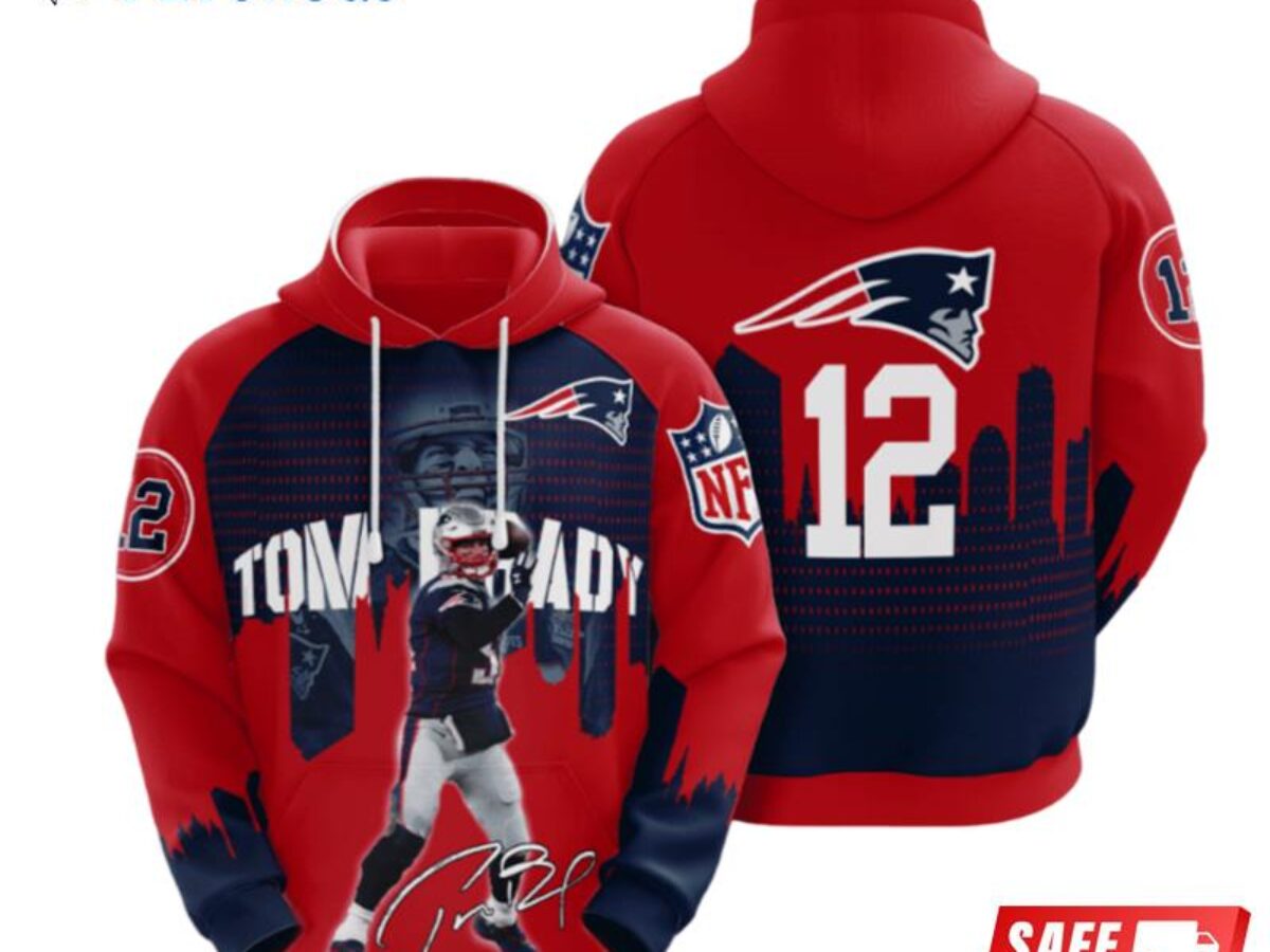 Tom Brady New England Patriots Hockey Style blue and Red pullover hood