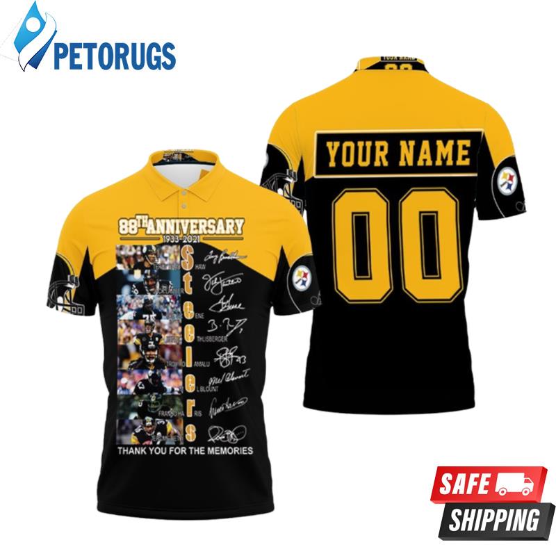 88th Anniversary Pittsburgh Steelers Great Player Thank You For The Memories American Flag Personalized Polo Shirts