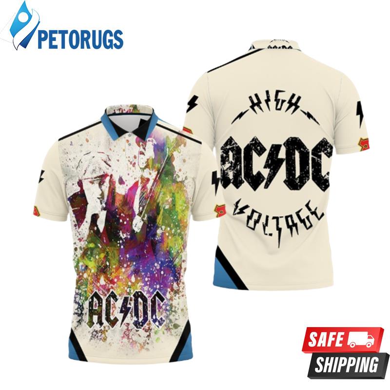 Acdc In Color Aged Pixel Paint Drop Polo Shirts