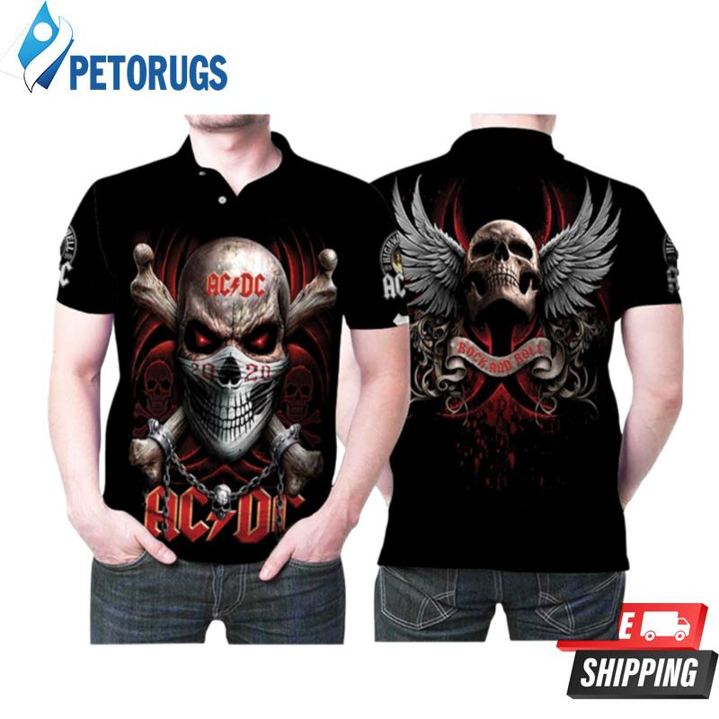 Acdc Legend Rock Band 2020 Skull Wings Designed For Acdc Fans Rock Fans Polo Shirts
