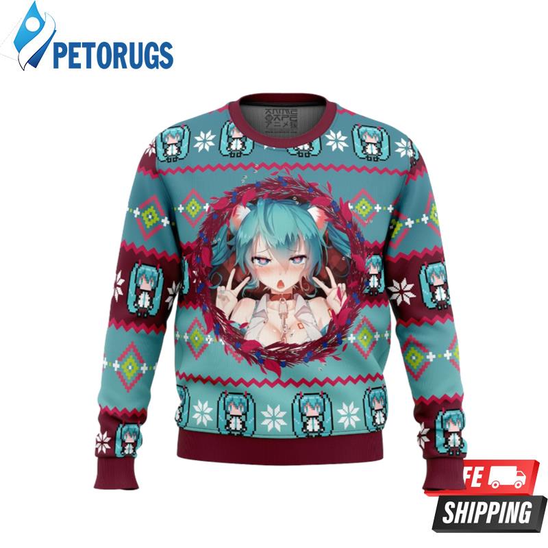 Ahegao Hatsune Miku Ugly Christmas Sweaters
