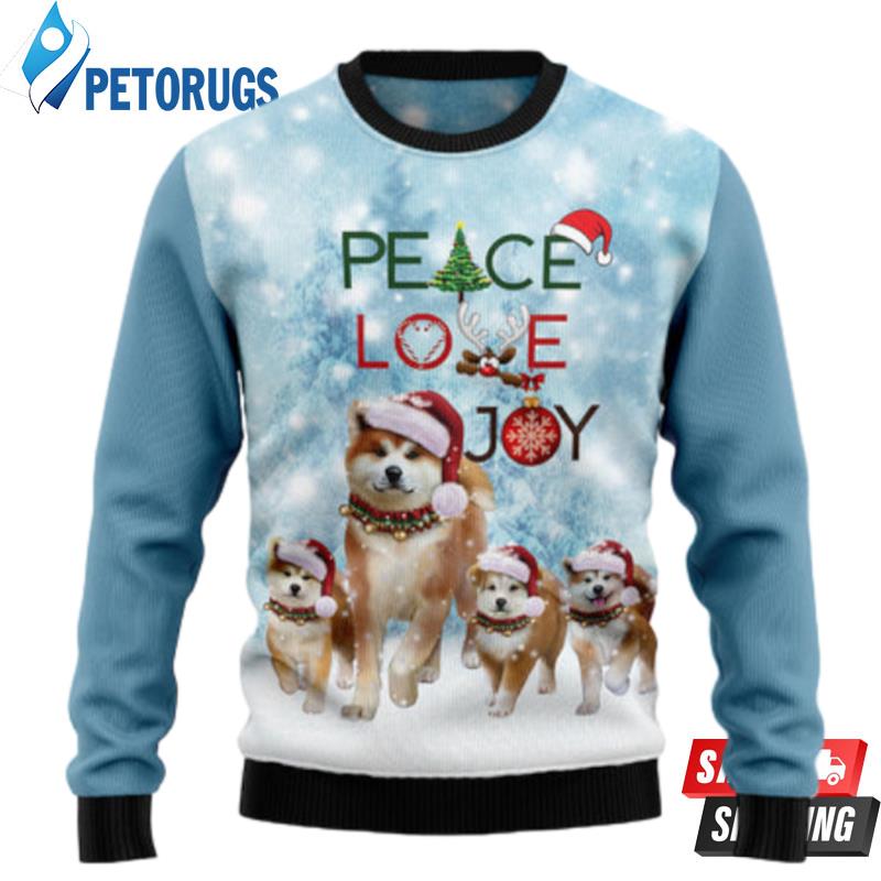 Akita Peace Love Joy Ugly Christmas Sweaters