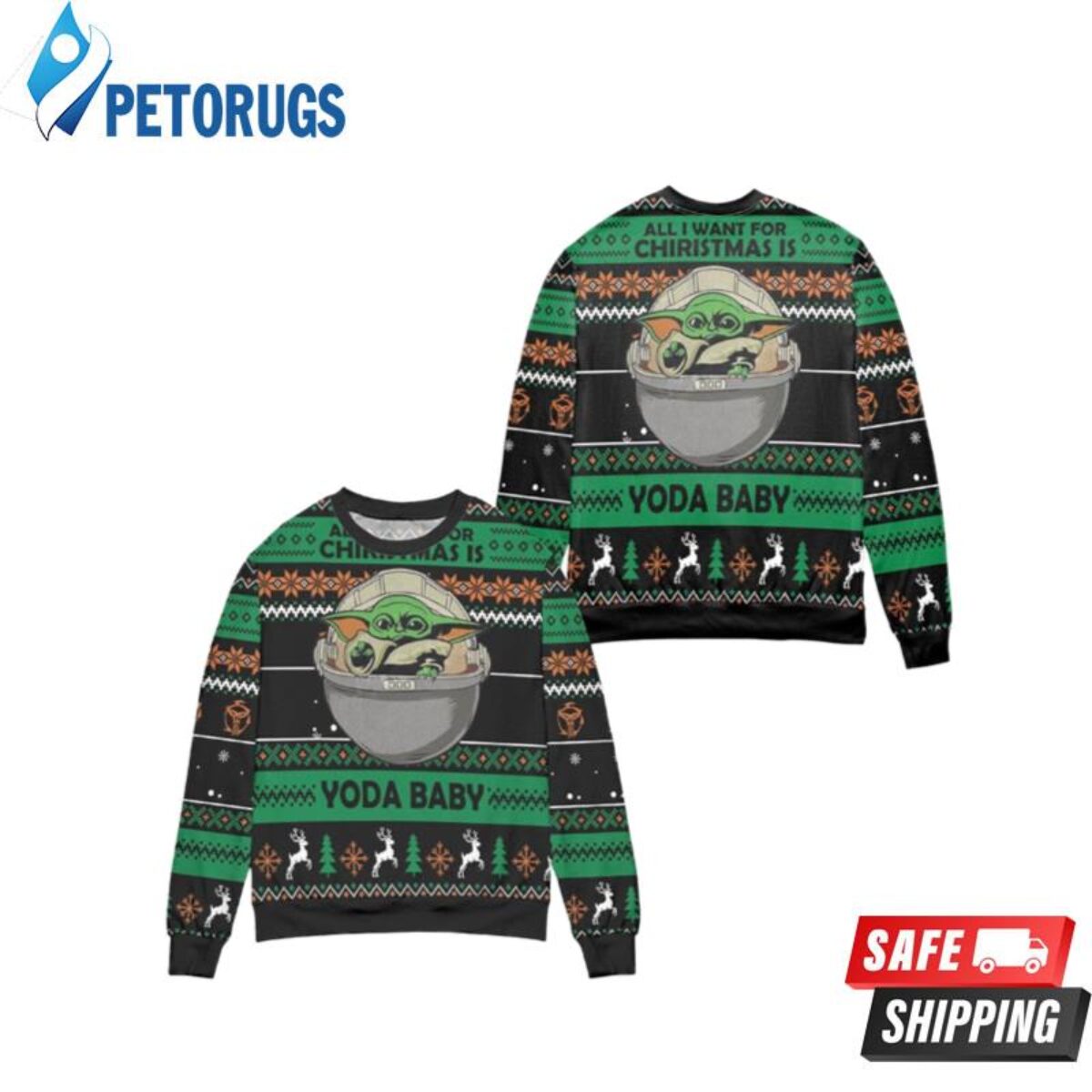 Baby Yoda Los Angeles Dodgers Ugly Christmas Sweaters - Peto Rugs