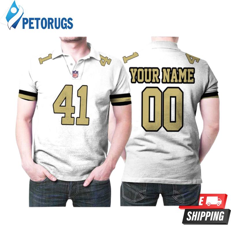 Alvin Kamara 41 New Orleans Saints Football Team Logo Personalized Name Gift Polo Shirts