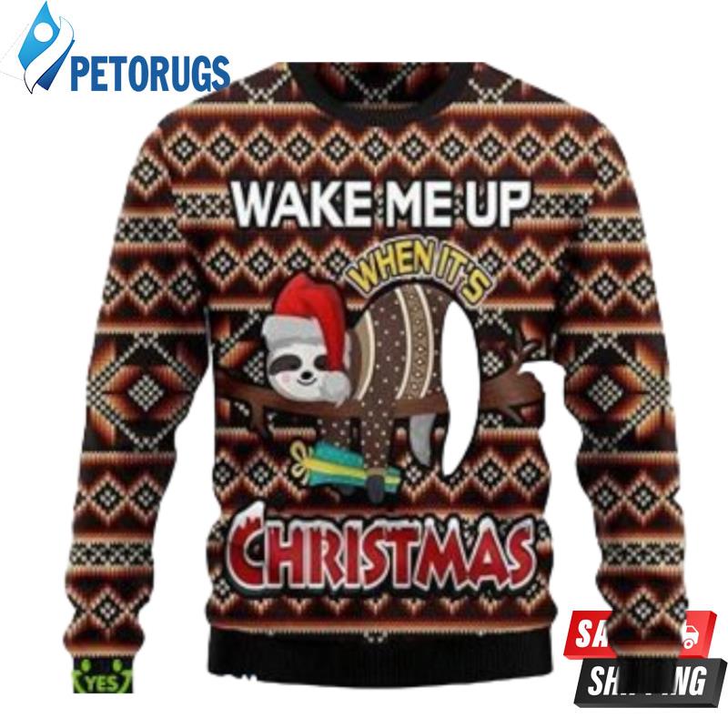 Amazon_Com_ Sloth Wake Me Up Christmas Ugly Christmas Sweaters