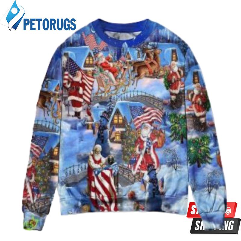 America Christmas Patriotic Santa Claus Christmas Ugly Christmas Sweaters