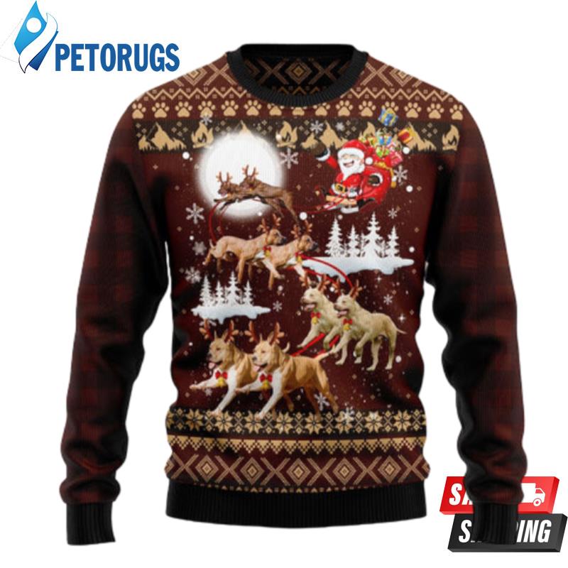 American Pit Bull Terrier Reindeers Car Ugly Christmas Sweaters