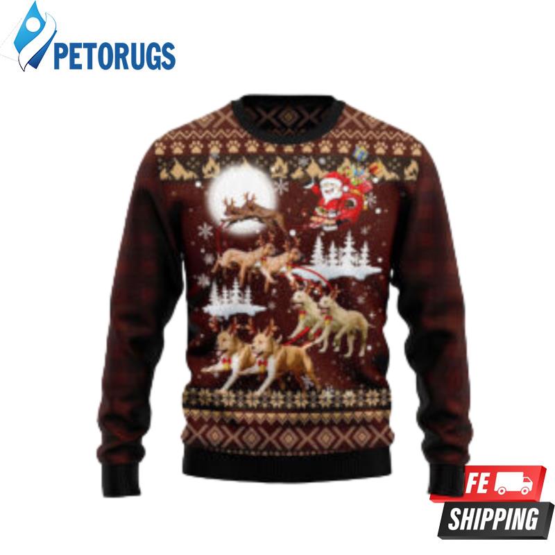 American Pit Bull Terrier Reindeers Car Ugly Christmas Sweaters