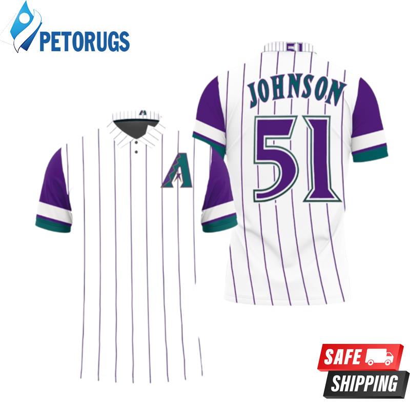 Arizona Diamondbacks Randy Johnson 51 Mlb White Purple Inspired Style Polo Shirts