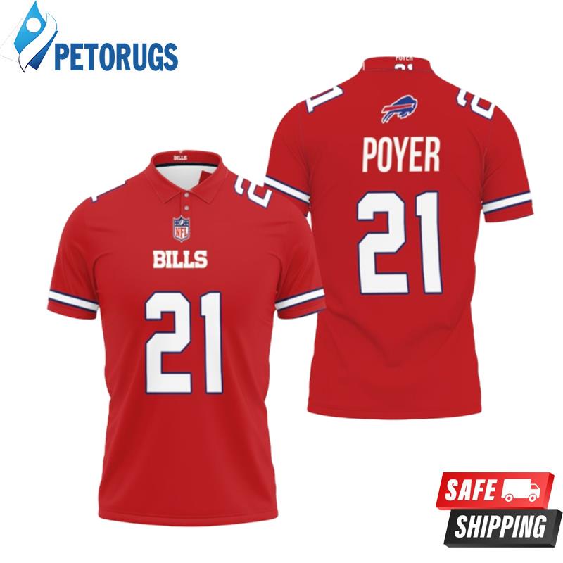 Art Buffalo Bills Jordan Poyer #21 Great Player Nfl American Football Red Color Rush Style Polo Shirts
