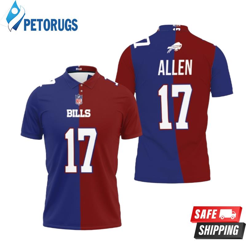 Art Buffalo Bills Josh Allen #17 Great Player Nfl Vapor Limited Royal Red Two Tone Style Polo Shirts
