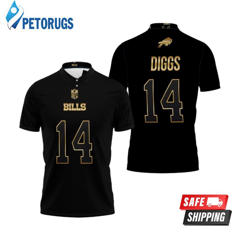 Art Buffalo Bills Stefon Diggs #14 Great Player Nfl Black Golden Edition Vapor Limited Style Polo Shirts