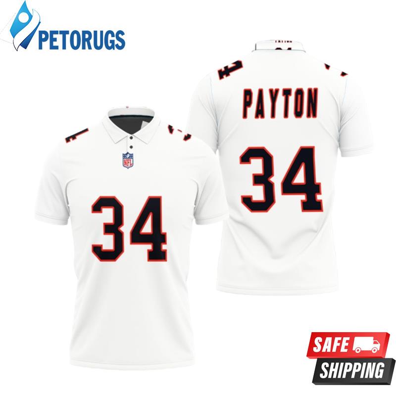 Art Chicago Bears Walter Payton #34 Great Player Nfl American Football Team Custom Game White Polo Shirts