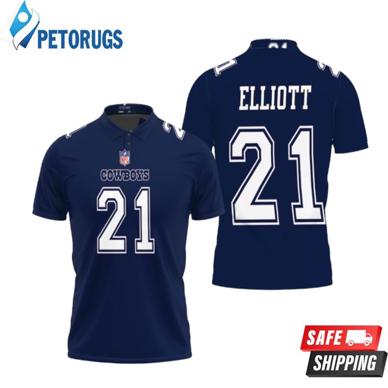 Art Dallas Cowboys Ezekiel Elliott #21 Great Player Nfl American Football Game Navy 2019 Style Polo Shirts