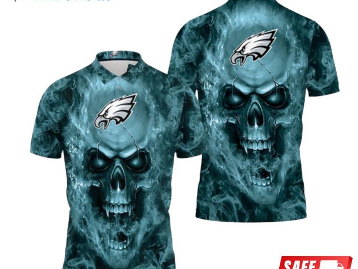 Art Philadelphia Eagles Nfl Fans Skull Polo Shirts - Peto Rugs