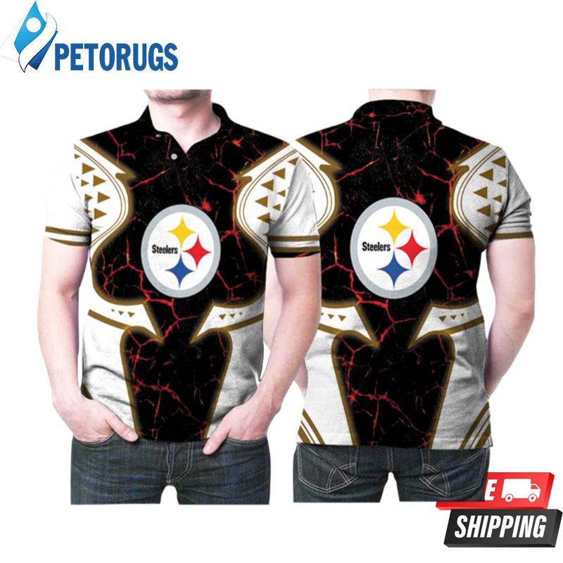 Art Pittsburgh Steelers Logo Fire Lava Printed Polo Shirts