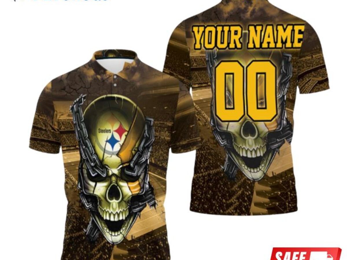 Art Pittsburgh Steelers Skull Chain Personalized Polo Shirts