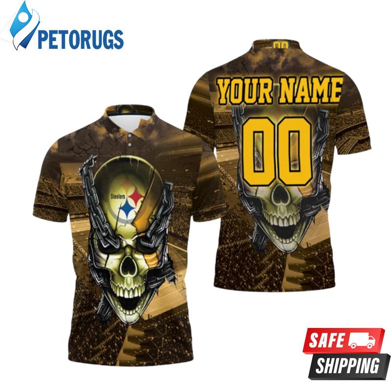 Art Pittsburgh Steelers Skull Chain Personalized Polo Shirts - Peto Rugs