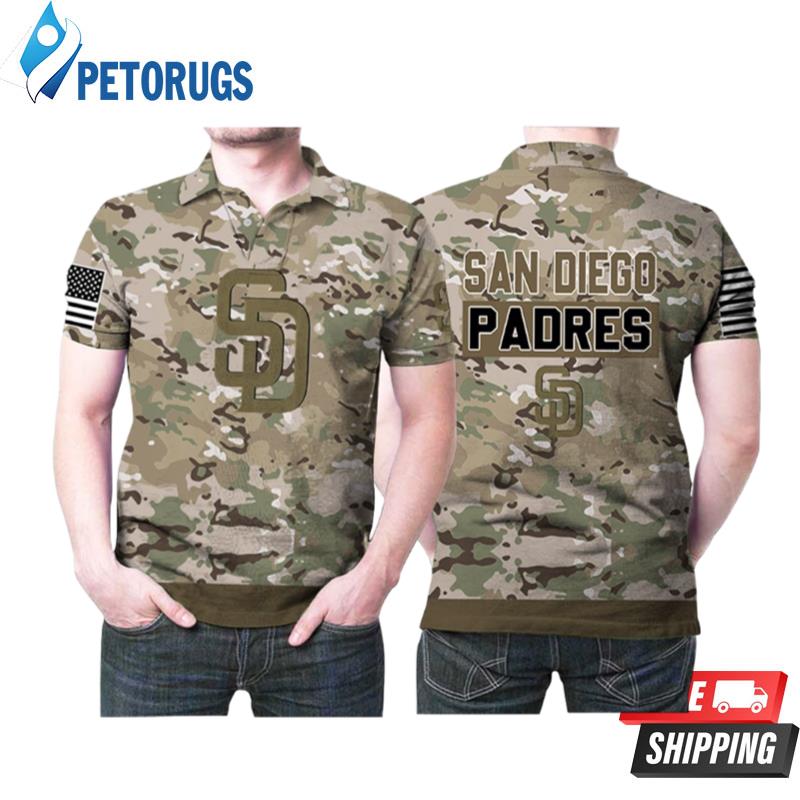 Art San Diego Padres Camouflage Veteran Us Flag Polo Shirts