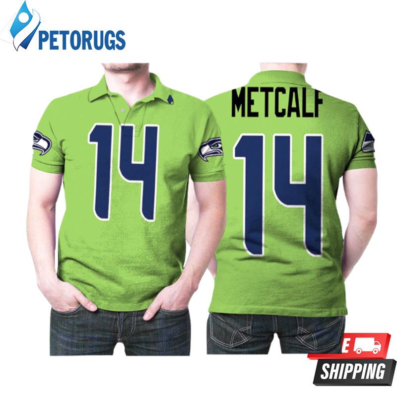 Art Seattle Seahawks Dk Metcalf 14 Nfl American Football Team Green Color Rush Legend Style Polo Shirts