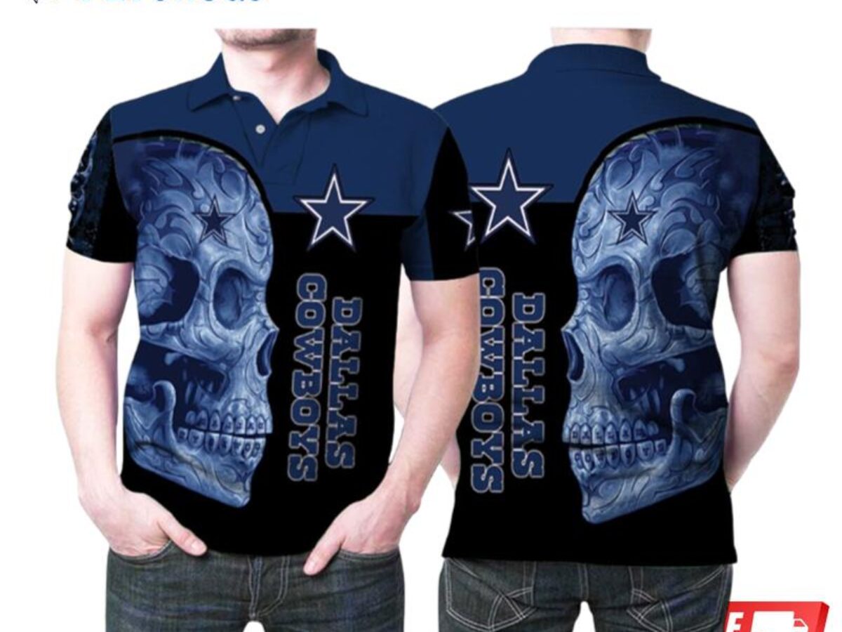 Art Sugar Skull Dallas Cowboys Nfl Flower Pattern Polo Shirts - Peto Rugs