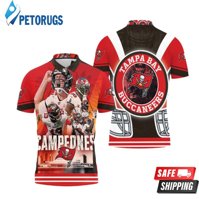Art Tampa Bay Buccaneers 2021 Super Bowl Champions Campeones Polo Shirts