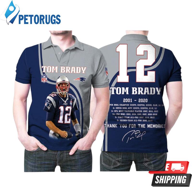 Art Tom Brady 12 New England Patriots Highlight Career Signatures Polo Shirts