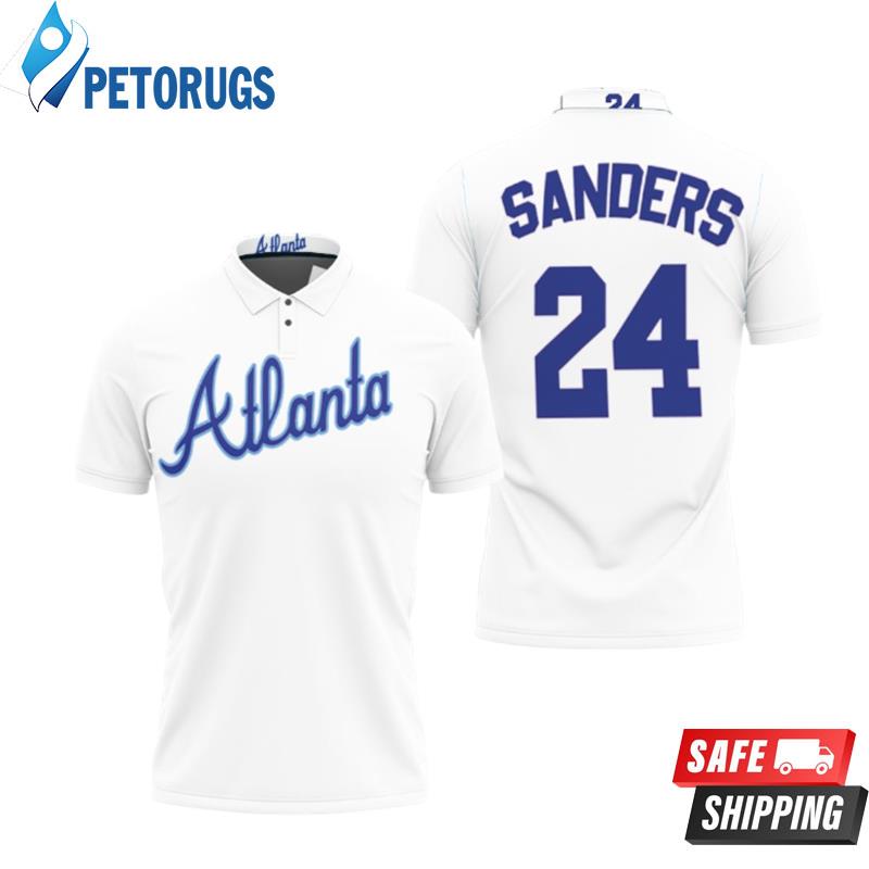 Atlanta Braves Deion Sanders #42 Mlb Big Tall Cooperstown Collection Mesh Wordmark Polo Shirts
