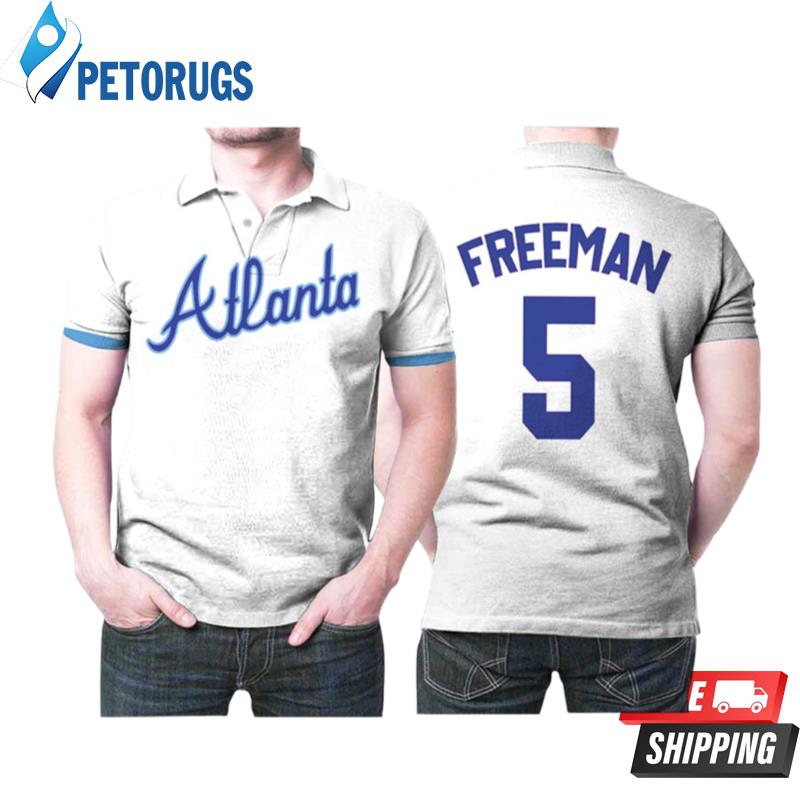 Atlanta Braves Freddie Freeman #5 Mlb Big Tall Cooperstown Collection Mesh Wordmark For Atlanta Fans Polo Shirts