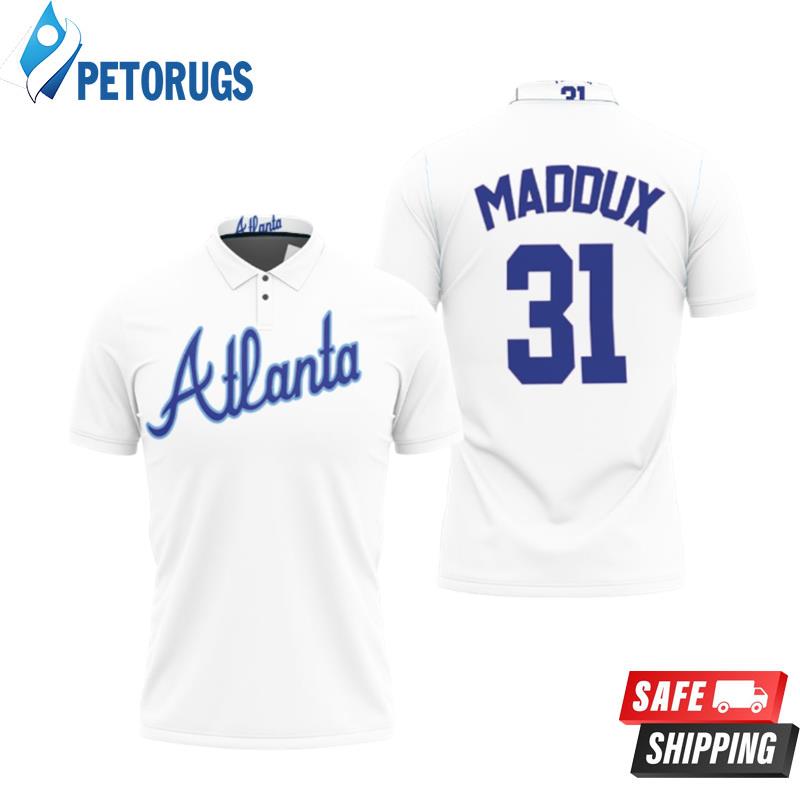 Atlanta Braves Greg Maddux #31 Mlb Big Tall Cooperstown Collection Mesh Wordmark Polo Shirts