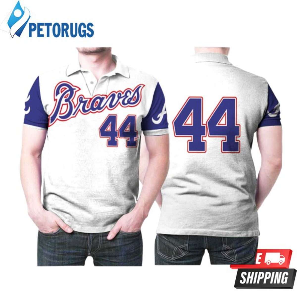 Atlanta Braves Hank Aaron 44 Mlb Baseball Team Logo For Braves Fans Polo  Shirts