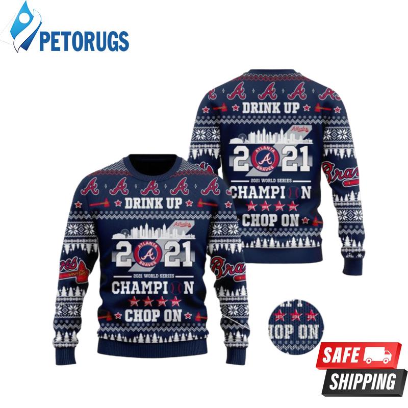Atlanta Braves World Series Champions Ho Ho Ho Ugly Christmas Sweaters -  Peto Rugs