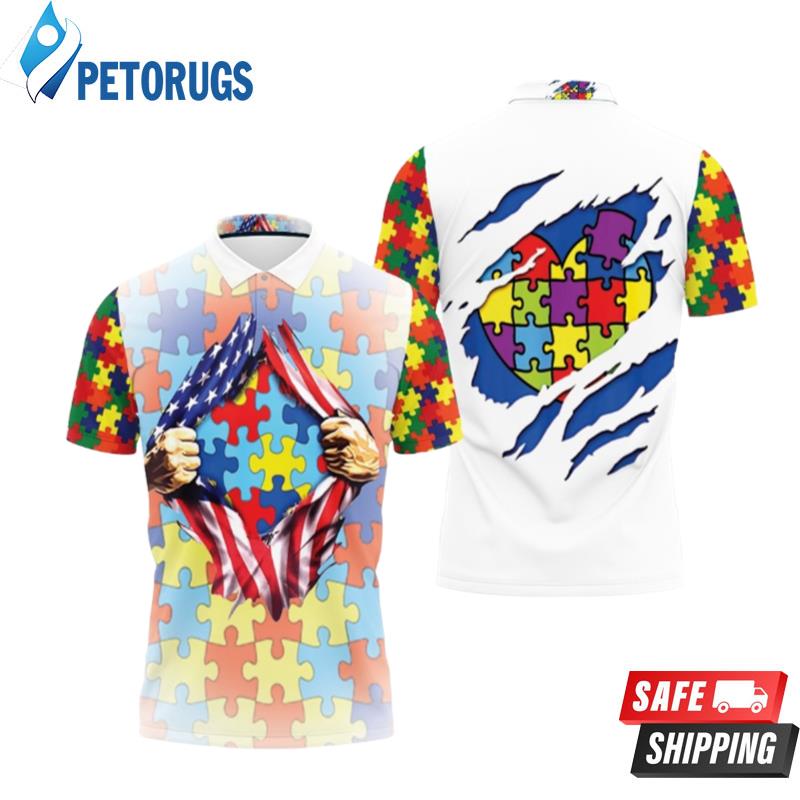 Autism Inside Flag Ts Super Hero Polo Shirts