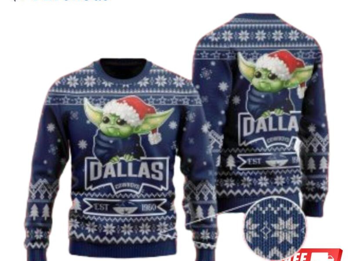 Team Logo Snowflake Pattern Dallas Cowboys Ugly Christmas Sweater For Fans