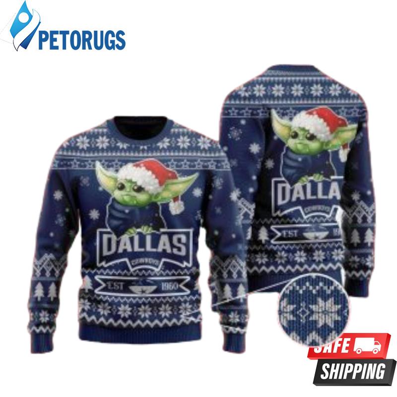 Baby Yoda Grogu Dallas Cowboys Snowflake Pattern Ugly Christmas Sweaters