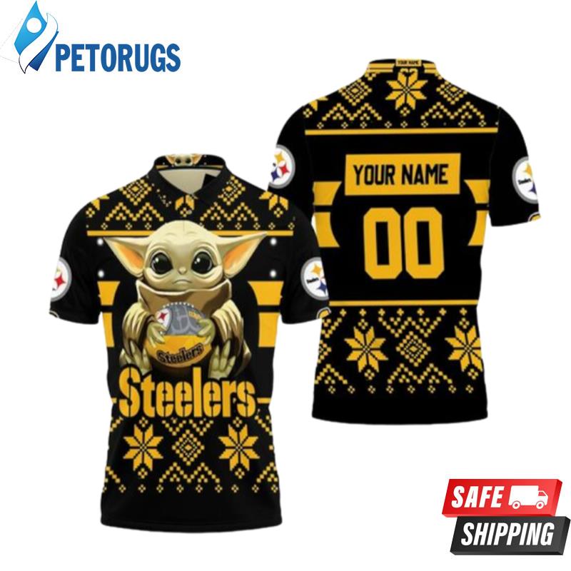 Baby Yoda Hugs Pittsburgh Steelers Football 2020 Personalized Polo Shirts